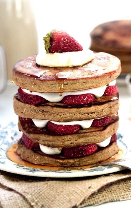 Strawberry Shortcake Pancakes (GF) A Dash of Compassion