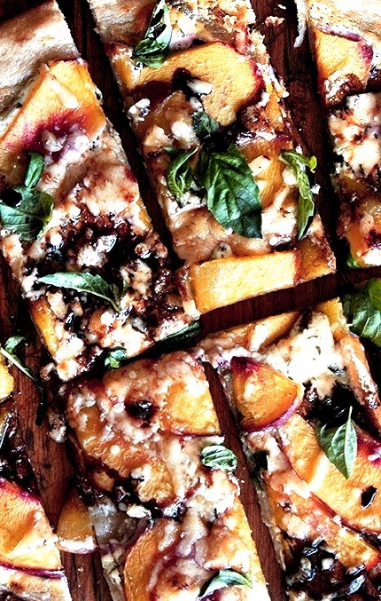 Nectarine Pizza with Fresh Basil and Reduced Balsamic