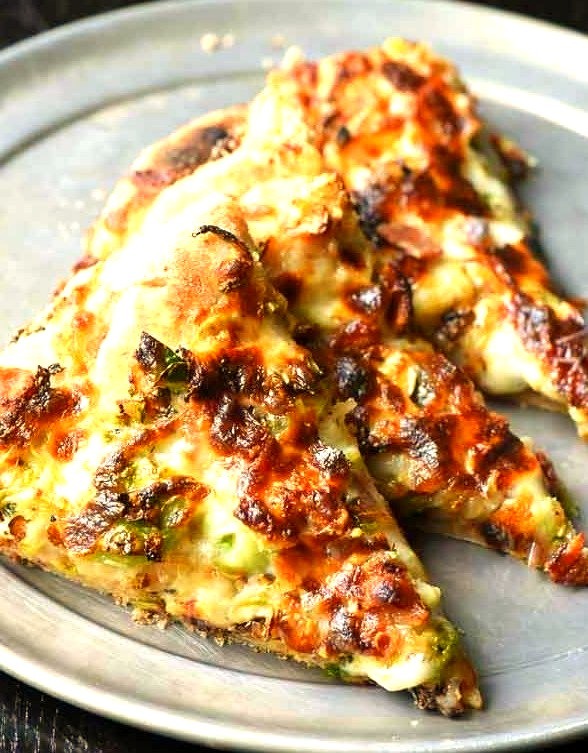 Garlic Brussels Sprouts Bacon Pizza